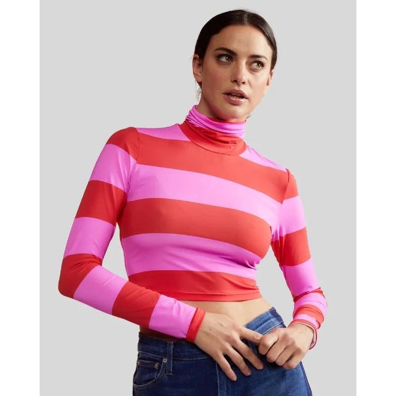 Women's Travel Garments CROPPED STRIPED TURTLE NECK TOP