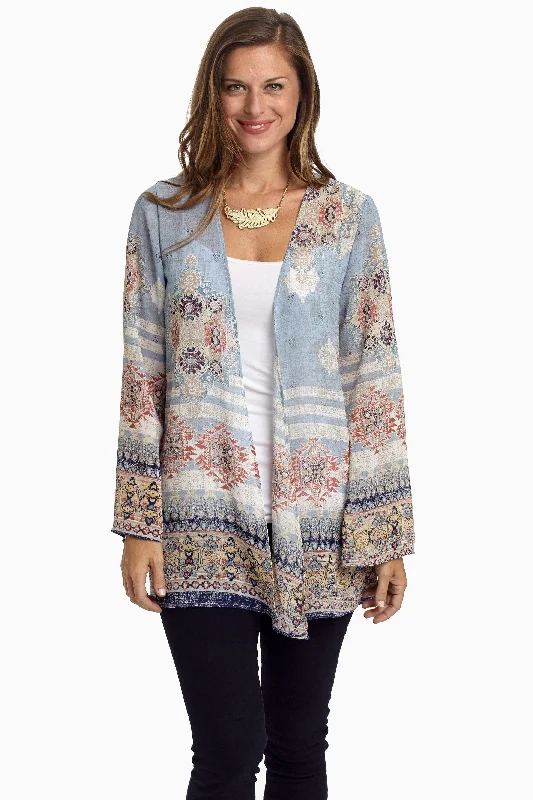 Festival Fashion Blue Bohemian Chiffon Cardigan