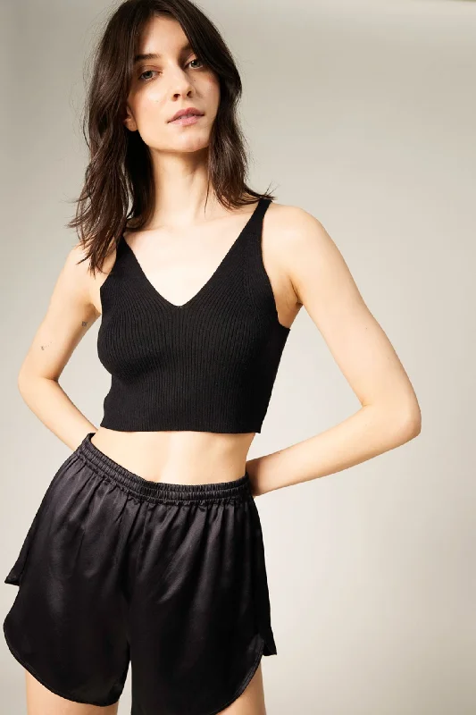 Premium Fashion Della Silk Cashmere Cropped Tank Top