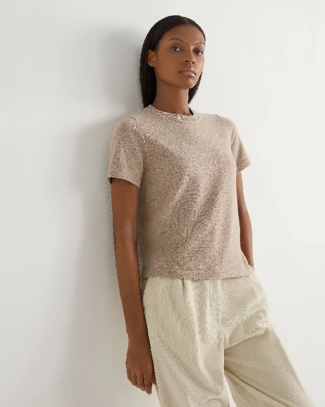 Women's Formal Apparel Women's Lottie Cashmere T-Shirt Oatmeal Brown