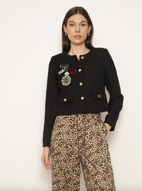 Minimalist Style Miley Tweed Jacket - Black