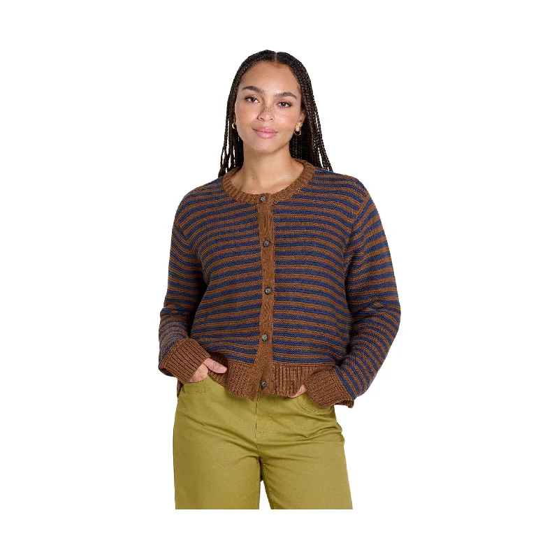 Women's Trendy Apparel Toad & Co Women's Bianca Crew Cardigan - Brown Sugar Stripe