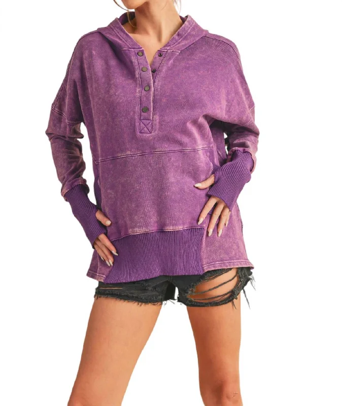 Bold Fashion Washed Dove Pullover In Purple