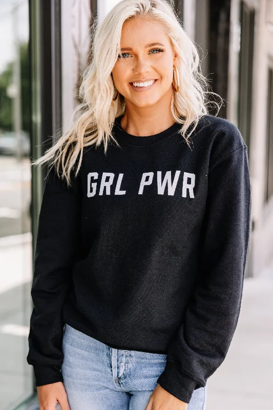 Comfortable Garments For Women Grl Power Black Graphic Sweatshirt