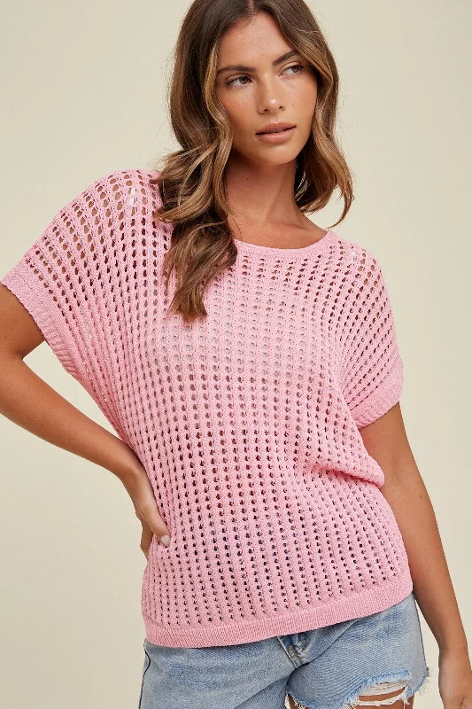 Outfits For Girls Pink Open Knit Top