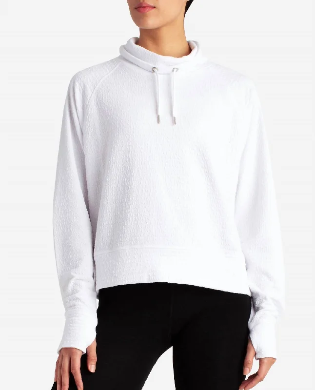 Evening Looks Textured Pullover Sweatshirt In Bright White