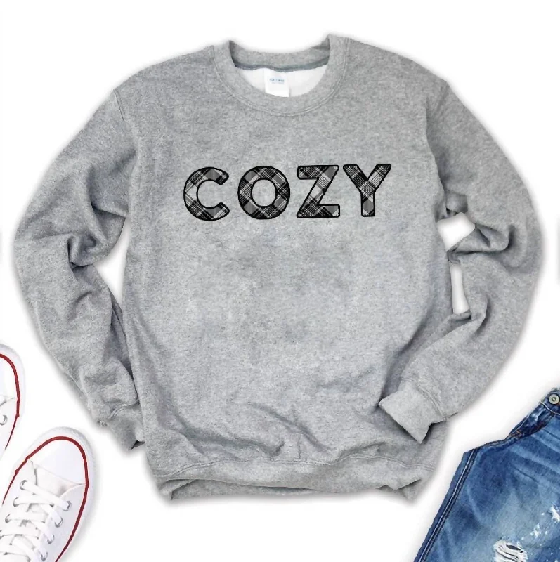 Women's Stylish Vacation Attire Women's Cozy Pullover Sweatshirt In Grey