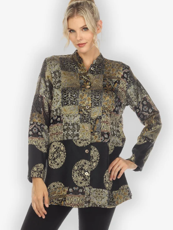 Women's Plus-Size Attire Brocade Silk Tunic/Jacket