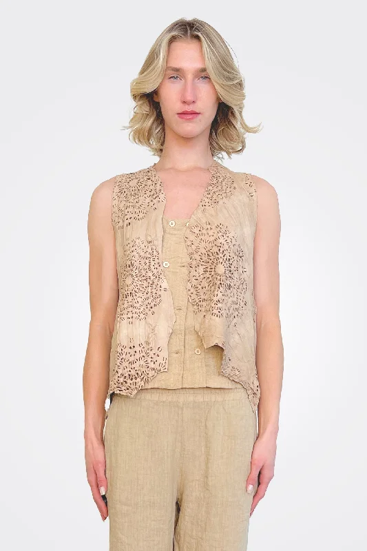 Clothes Sales Lasercut Vest - Beige