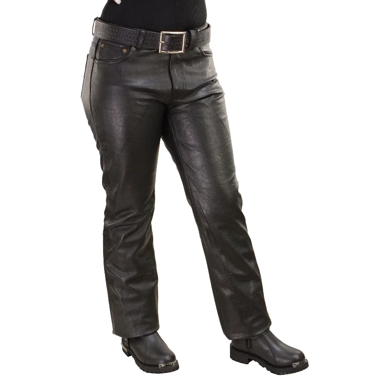 Women's Activewear Attire Milwaukee Leather LKL6790 Women's Classic 5 Pocket Black Casual Motorcycle Leather Pants