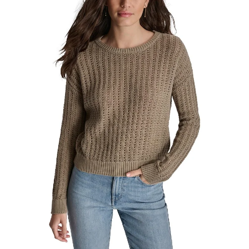 End of Season Sale Womens Open Stitch Crochet Pullover Top