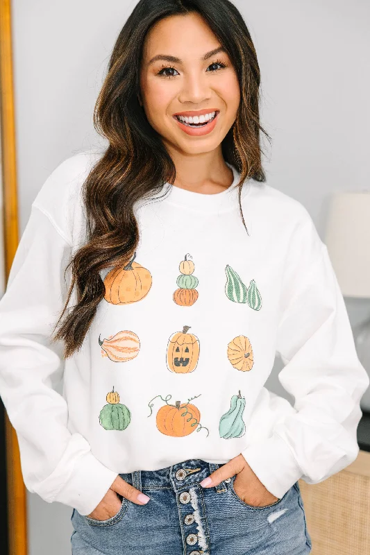 Women's Plus-Size Attire Pumpkin Season White Graphic Sweatshirt