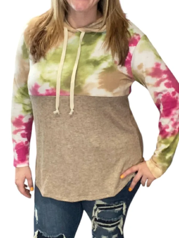 Sale Clearance Tie Dye Hoodie In Mocha