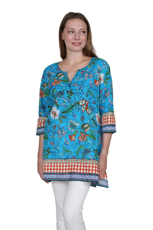 Chic Women's Clothing Floral Mixed Media Tunic