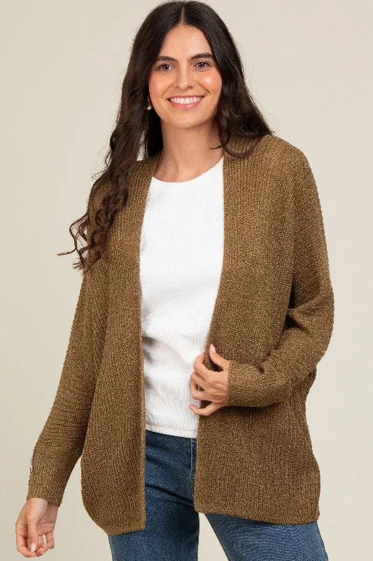 Day To Night Styles Olive Knit Open Front Cardigan