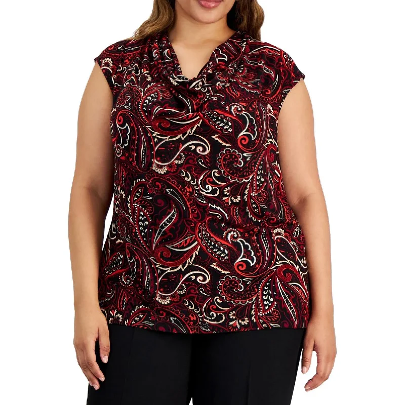 Women Apparel Plus Womens Printed Polyester Pullover Top