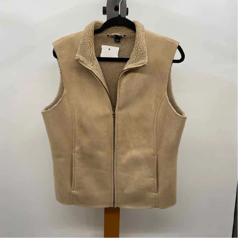 Chic Casual Wardrobe Essentials Lands End Women's Size M Tan Solid Vest