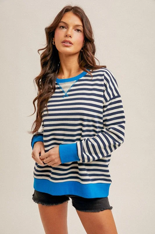 Premium Fashion Navy Daydreamer Striped Sweatshirt