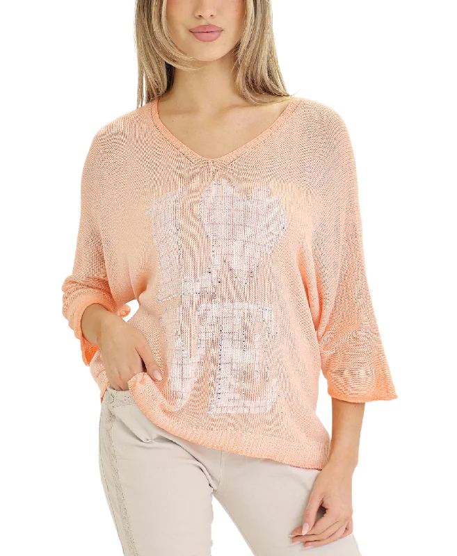 Women's Trendy Outfits 'LOVE' Knit Top w/ Rhinestones