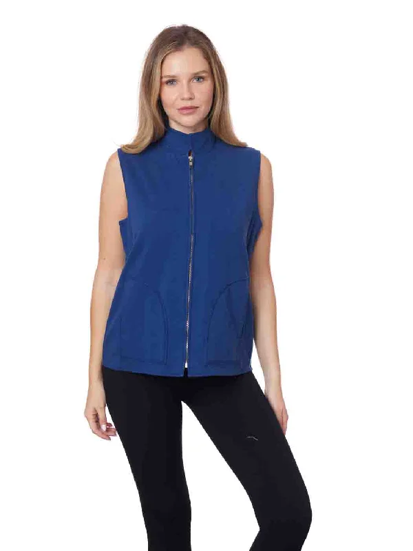 Fashion Women's Clothing Tianello TENCEL™ - Cotton Knit Sleeveless "Oxford" Vest Jacket with Side Pockets