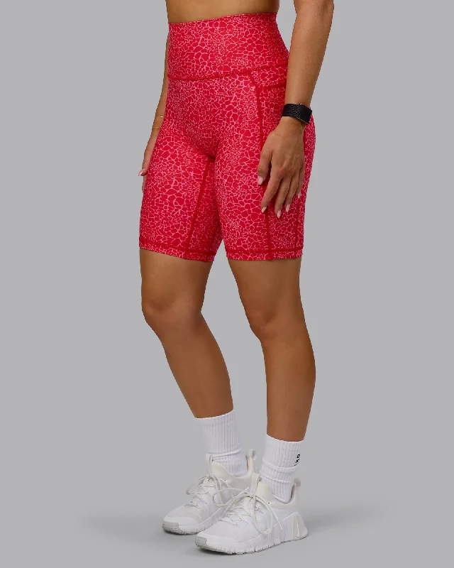 Women's Functional Apparel For Outdoor Activities Fusion Bike Shorts With Pockets - Red Vitality Print