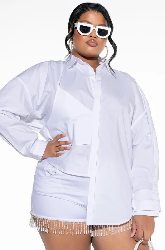 Women's Evening Attire PLUS LILA LAYERED LOOK ASYMMETRICAL POPLIN BLOUSE