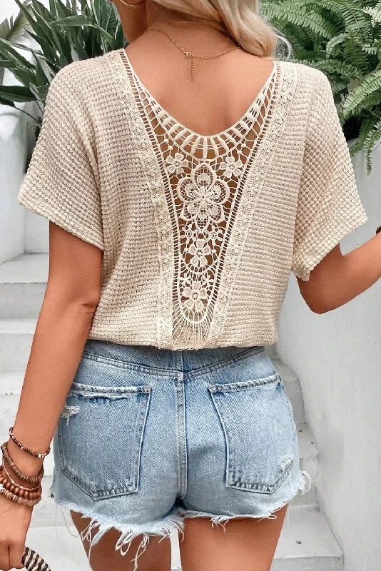 Best Online Boutiques For Women Guipure Lace Patch Textured T-shirt