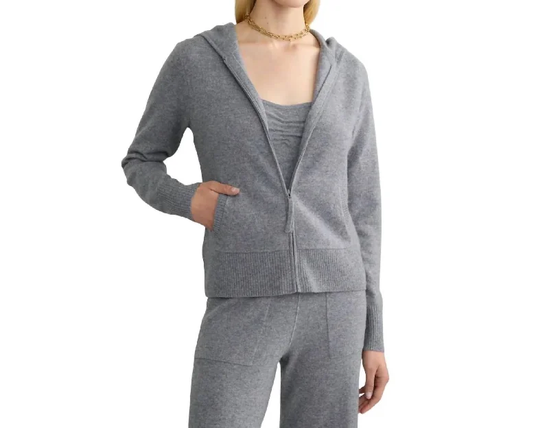 Chic Women's Clothing Fitted Cashmere Hoodie In Grey