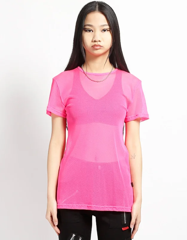 High End Fashion SHORT SLEEVE FISHNET PINK