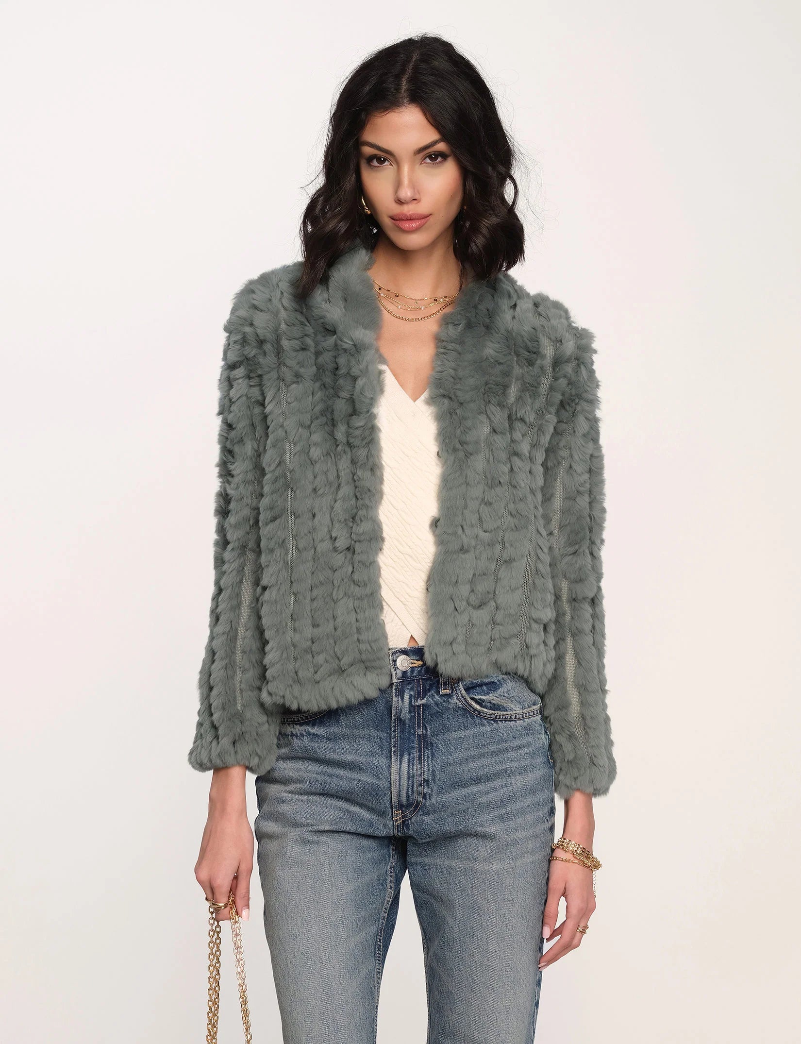 Casual Chic Rosa Fur Jacket - Mineral