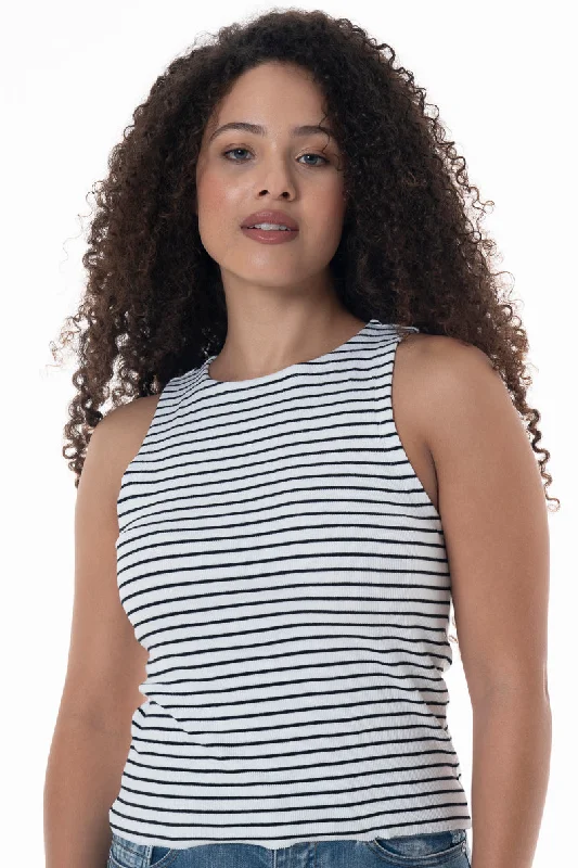 Trend Alert Hi Neck Ribbed Tank _ 146989 _ Optic White