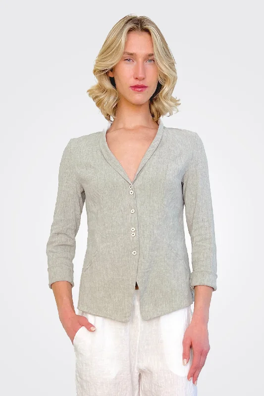 Women's Clothing Boutique Blazer Jacket - Grey