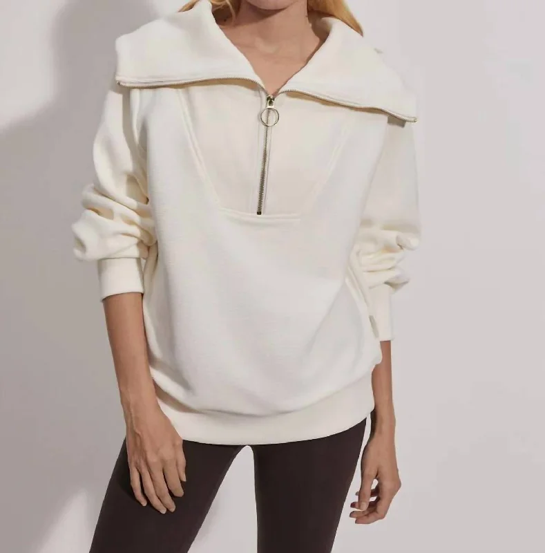 Casual Chic Vine Half-Zip Pullover In Ivory