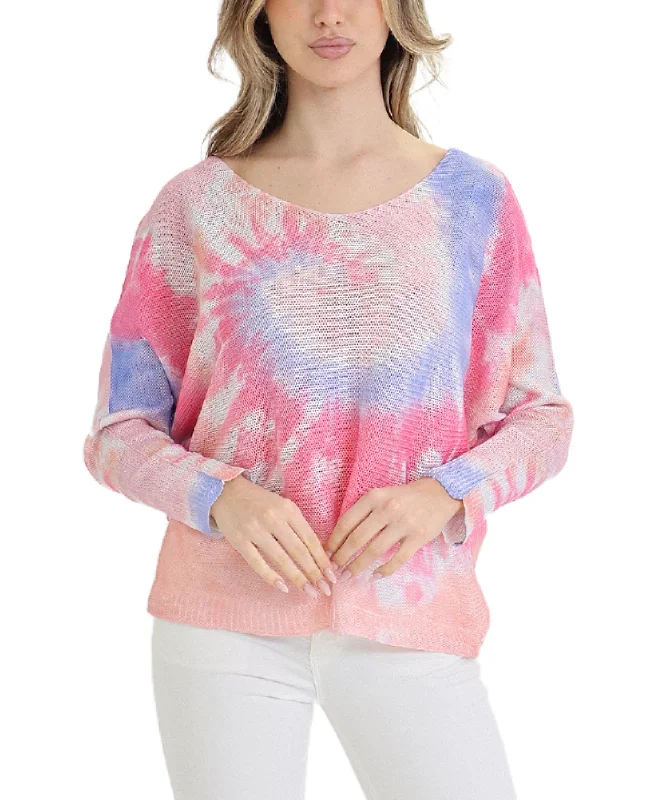 Minimalist Women's Fashion Clothing Tie Dye Print Knit Top