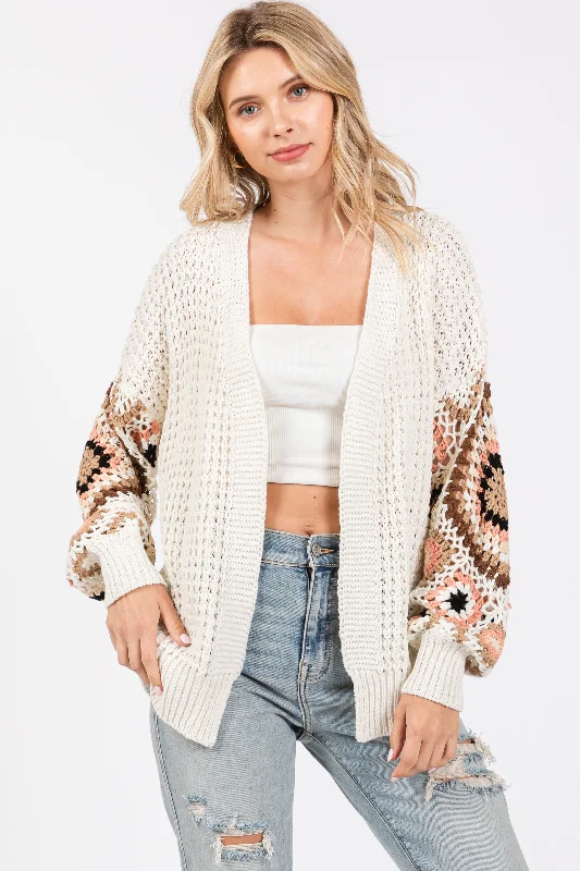 Big Sale Event White Sleeve Crochet Cardigan