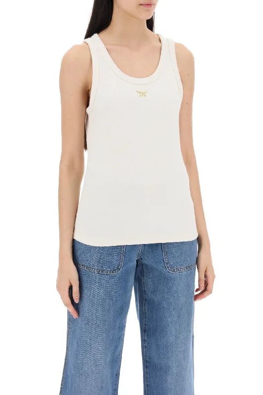 Online Clothing Stores Mcm Textured Sleeveless Top With Logo