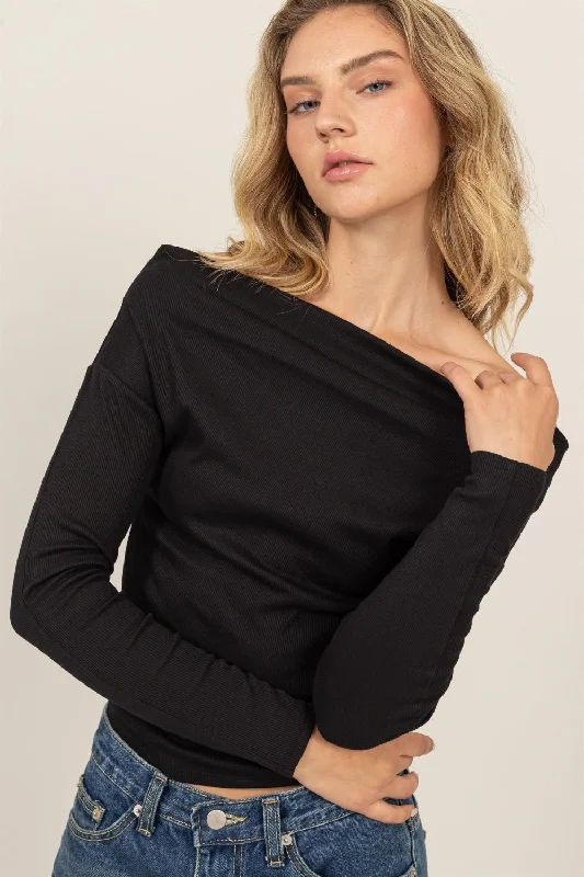 Clearance Sale Online Off Shoulder Ribbed Knit Top