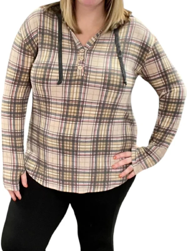 Flash Sale Clothing Plaid Hoodie Shirt In Brown