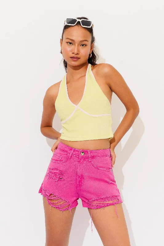 Clothing Brands Pink Distressed Hot Shorts