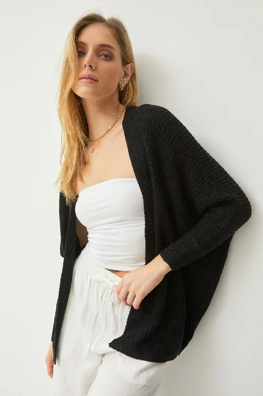 Chic Wardrobe Black Knit Dolman Sleeve Cardigan