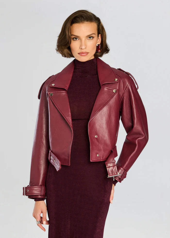 Women's Trendy Clothes Einsley Leather Jacket - Port