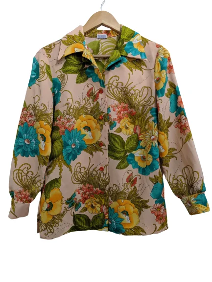 Women's Trendy Garments [M/L] Vintage 70s Floral Top