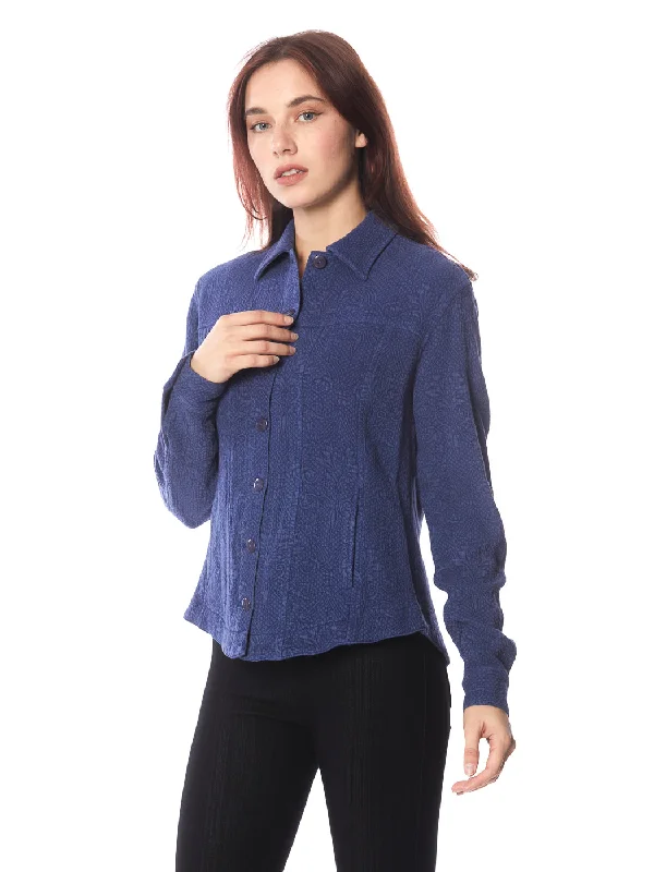 Current Trends Tianello TENCEL™ "Vine" Cotton Jacquard L.S. "Jean" Jacket with Side Pockets