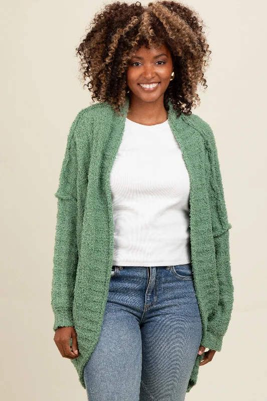 Classic Women's Fashion Olive Chunky Knit Dolman Cardigan