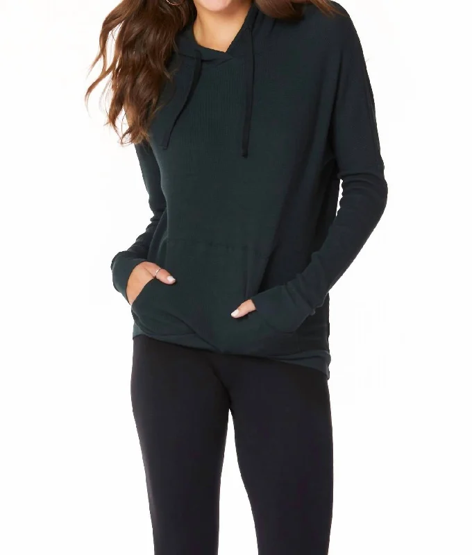 Stylish Everyday Clothing Long Sleeve Pocket Hoodie In Black