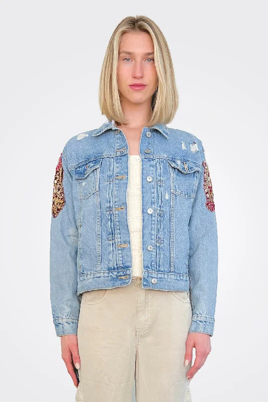 Exclusive Online Sale Embellished Denim Jacket - Denim