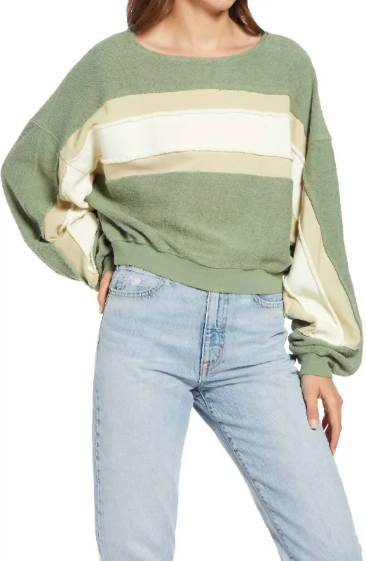 Luxe Women's Fashion Palo Alto Pullover In Cool Moss Combo