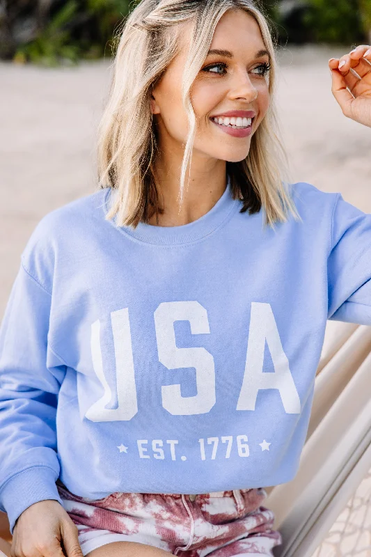 Women's Timeless Attire Est. 1776 Baby Blue Graphic Sweatshirt