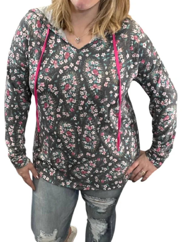 Clearance Sale Online Spring Floral Hoodie In Black