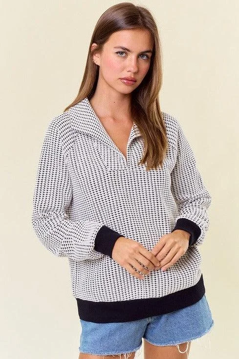 Business Casual Outfits Talia Two Tone Collared Sweatshirt - 2 Colors!